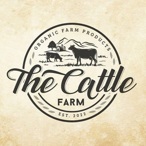 Business Logo - Business Branding - Cattle - Cow - Ox - Emblem Logo - Badge - Eco - Farm Products Logo - Organic Logo - Farm Logo
