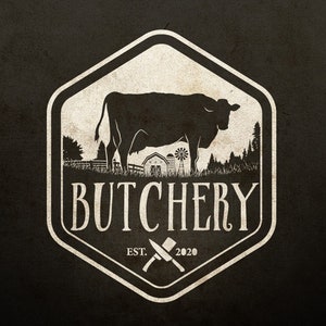 Business Logo - Business Branding - Cow - Ox - Emblem Logo - Badge - Eco - Farm Products Logo - Organic Logo - Butchery logo - Meat - Steak