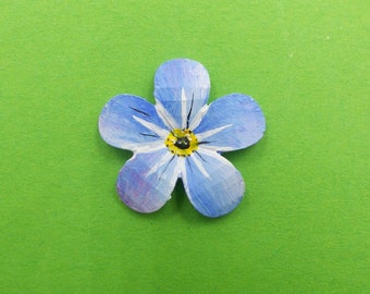 Hand Painted Forget-Me-Not Brooch: Blue Flower Lapel Pin