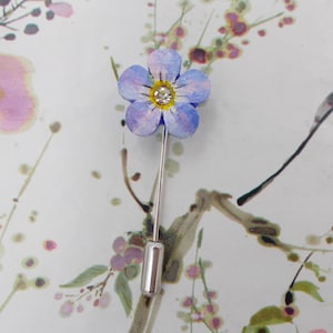 Small FORGET-ME-NOT Pin Blue Forget-Me Not Lapel Flower Blue Wedding Corsage Masonic Pin Memorial Flower Pin Friendship Brooch- Hand Painted