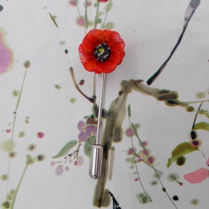 Pequeño broche rojo con forma de PAPAVER, broche conmemorativo con forma de solapa de amapola, ramillete de flores rojas para boda, flor conmemorativa pintada a mano