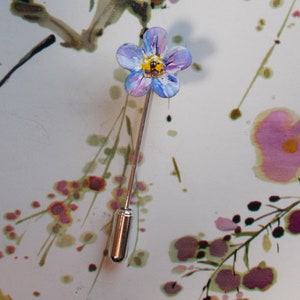Tiny FORGET-ME-NOT Pin Forget Me Not Broche Azul Boda Ramillete Memorial Amor Token Amistad Broche Masónico Solapa Flor Pin-Pintado a mano
