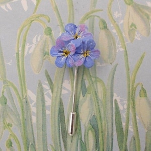 FORGET-ME-NOT Pin Forget-Me-Not Brooch Forget-Me-Not Blue Wedding Corsage Memorial Lapel Flower Friendship Brooch Masonic Lapel-Hand Painted