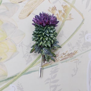 Broche de cardo escocés hecho a mano: arcilla, ramillete de boda escocés, boutonniere de Burns Night, pintado a mano imagen 4