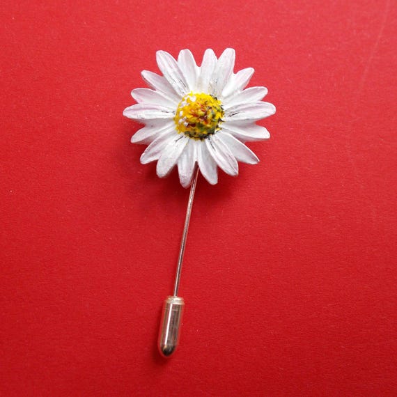 White DAISY PIN Marguerite Daisy Pin White Wedding Corsage