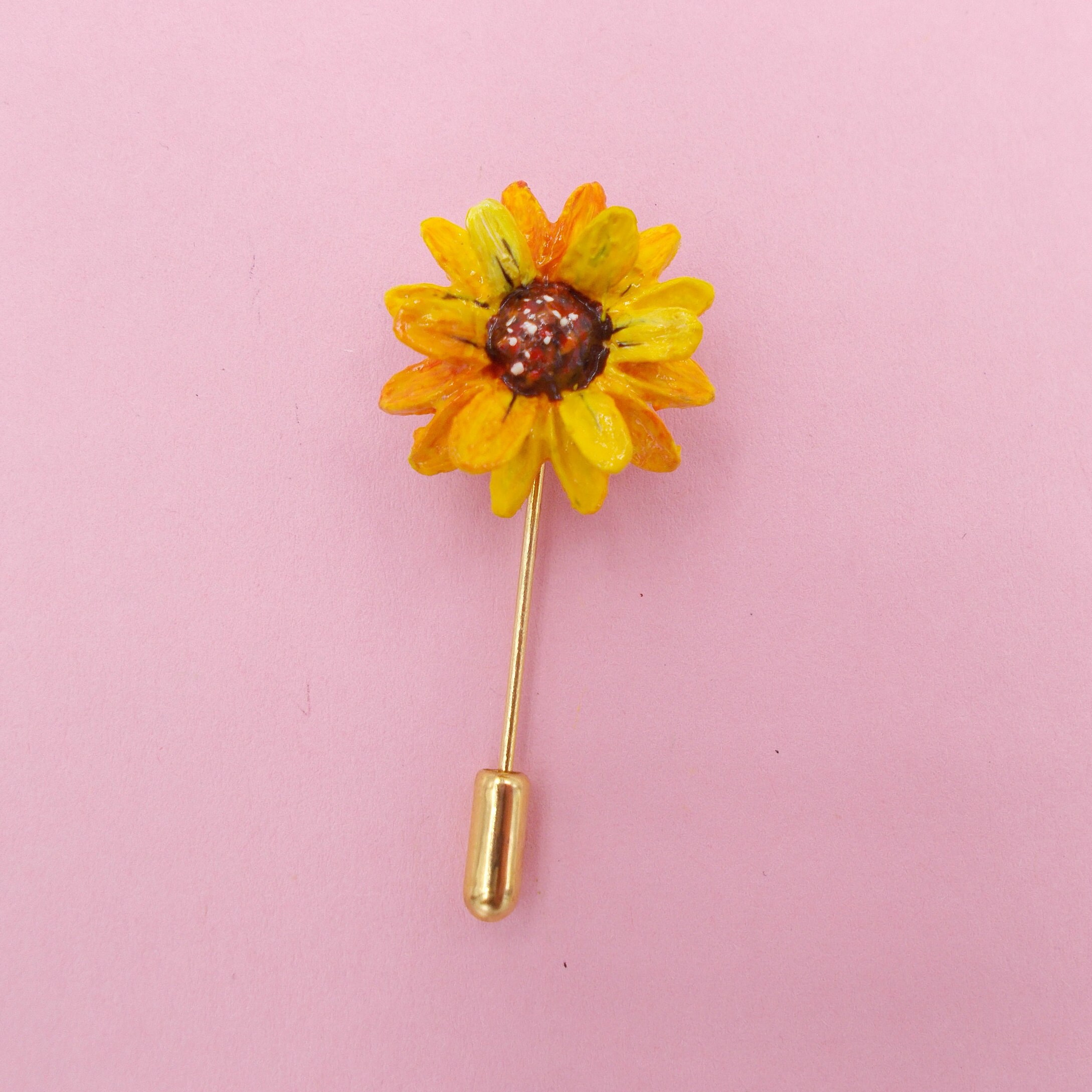 SUNFLOWER PIN Delicate Yellow Sunflower Pin Floral Yellow Etsy UK