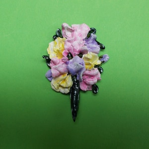 Sträußchen von SWEET PEAS BROSCHE Ton Sweet Pea Anstecknadel Pastell Sommer Hochzeit Corsage Pastell Blume Boutonniere Süße Blume Pin- Handgemacht Handbemalt