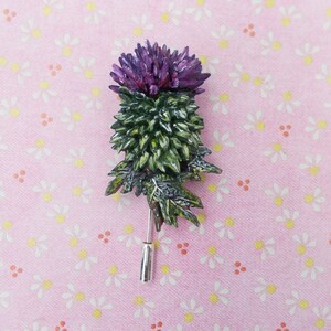 Broche de cardo escocés hecho a mano: arcilla, ramillete de boda escocés, boutonniere de Burns Night, pintado a mano imagen 3