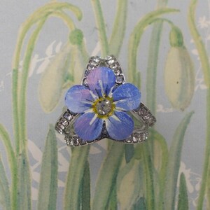 Single FORGET-ME-NOT Scarf Ring Forget-Me-Not Scarf Buckle Forget-Me-Not Shawl Buckle Blue Wedding Hoop Blue Flower Scarf Ring- Hand Painted