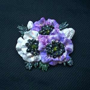 PURPLE & WHITE Peace POPPY Corsage Brooch Commemorative Memorial Animals of War Lapel Pin Remembrance Poppy Lapel Pin-Handmade Hand Painted