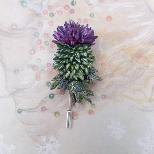 Broche de cardo escocés hecho a mano: arcilla, ramillete de boda escocés, boutonniere de Burns Night, pintado a mano imagen 2