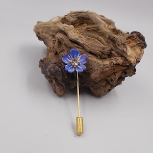 Small FORGET-ME-NOT Pin Blue Forget-Me Not Lapel Flower Blue Wedding Corsage Masonic Pin Memorial Flower Pin Friendship Brooch- Hand Painted