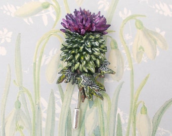 SCOTCH THISTLE Pin Schotse Thistle Pin Thistle Broche Feestelijke Paarse Bruiloft Corsage Burns Night Boutonniere - HANDGEMAAKTE Handgeschilderde