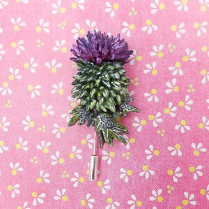 Broche de cardo escocés hecho a mano: arcilla, ramillete de boda escocés, boutonniere de Burns Night, pintado a mano imagen 7
