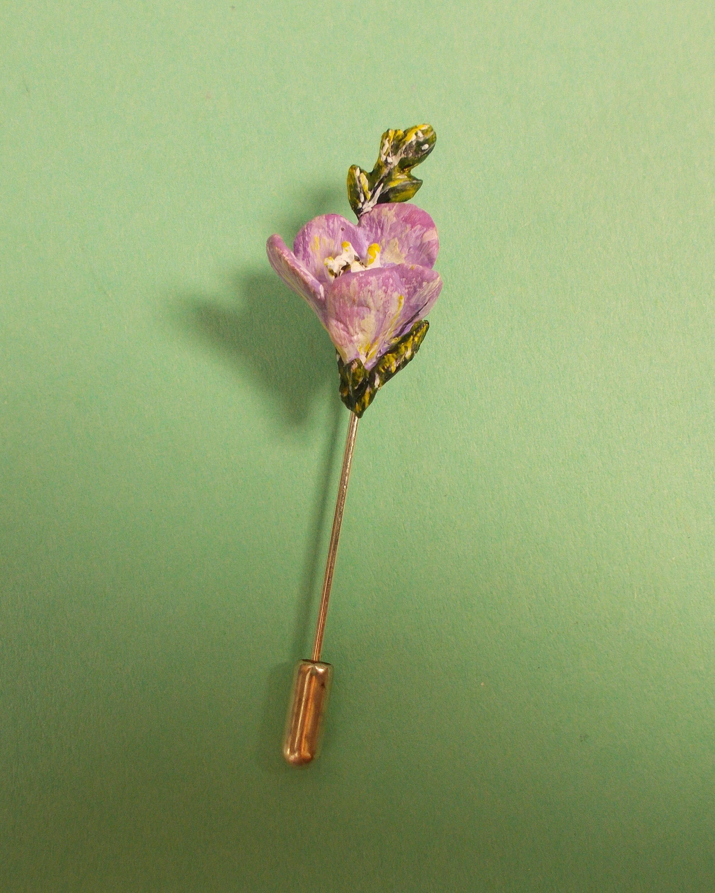 Tiny Mauve FREESIA PIN Freesia Brooch Purple Wedding Lapel Purple