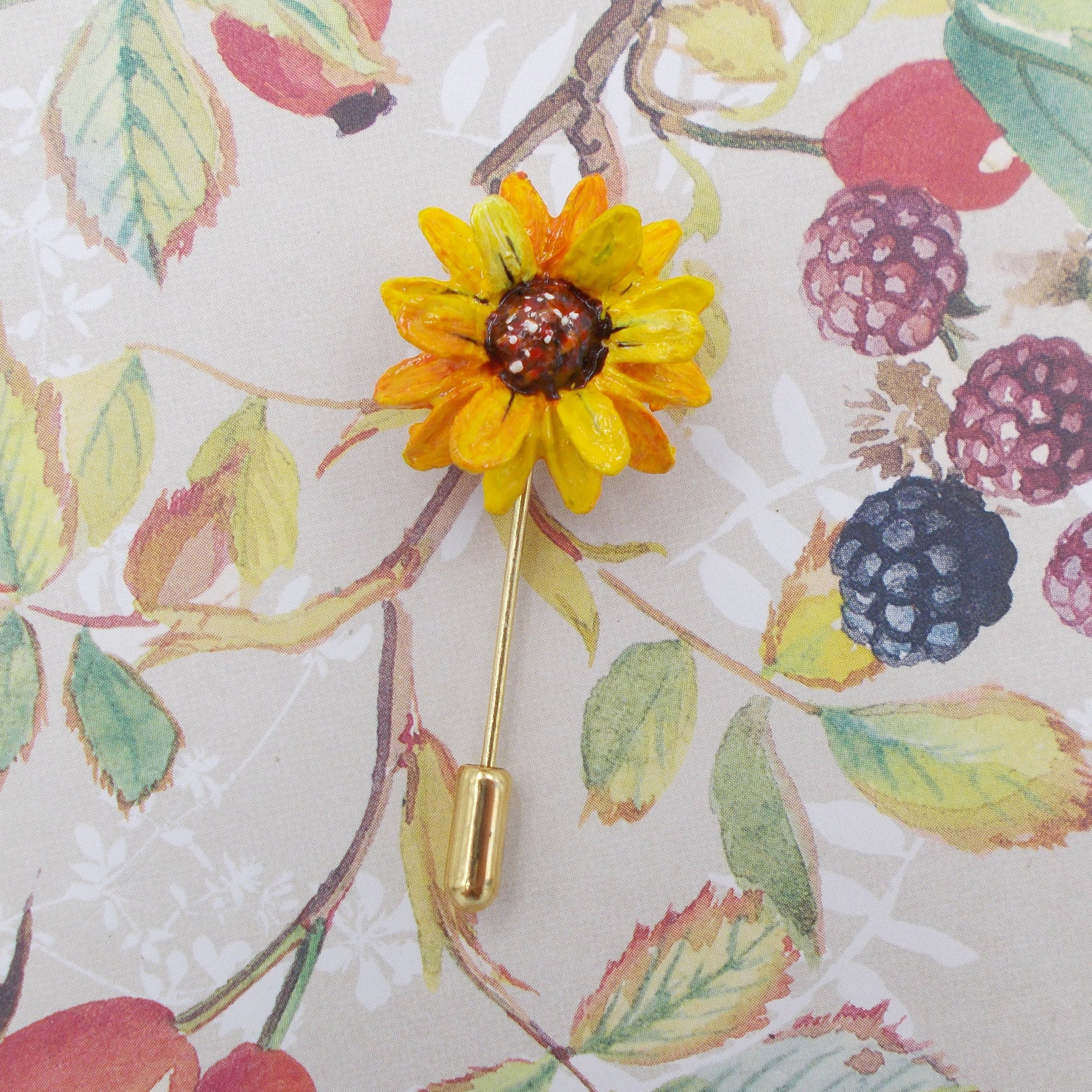SUNFLOWER PIN Delicate Yellow Sunflower Pin Floral Yellow Etsy UK