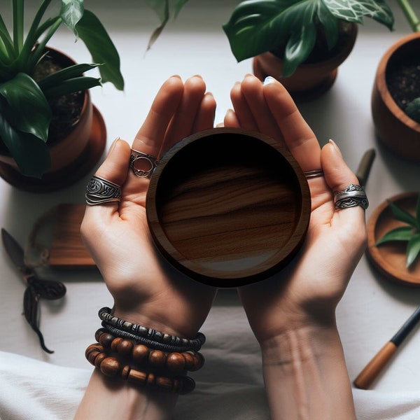 All Natural Wooden Ring Tray Eco Walnut Wood Jewelry Dish Wedding Ring Holder Night Stand Bed Side Ring Tray Gift Bride Wife Trinket Bowl