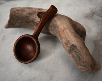 Rustic Dark Walnut Coffee Scoop - Eco Friendly Wooden Tree Branch Coffee Scoop