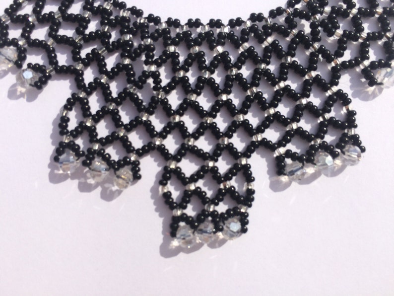 Black And White Beaded Necklace Beaded Jewellery Beaded Necklace Handmade Necklace Elegant Necklace Handmade Collar