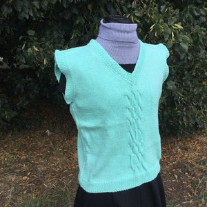 Ladies Vest Hand Knitted Top Handmade , Ladies Vest , Hand Knit , Handmade Item , Handmade Gift Ladies Gift , Clothing , Gift For Her image 1