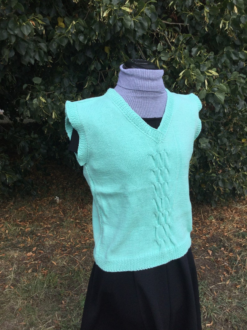 Ladies Vest Hand Knitted Top Handmade , Ladies Vest , Hand Knit , Handmade Item , Handmade Gift Ladies Gift , Clothing , Gift For Her image 1