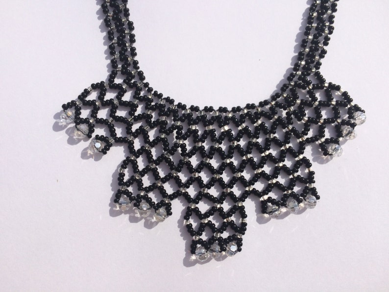 Black And White Beaded Necklace Beaded Jewellery Beaded Necklace Handmade Necklace Elegant Necklace Handmade Collar
