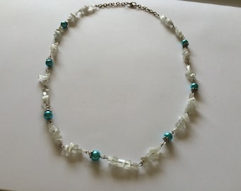 Semi Precious Stones Necklace   Elegant Necklace   White And Blue Necklace    Opal Necklace   Opal Jewellery , Handmade Jewellery