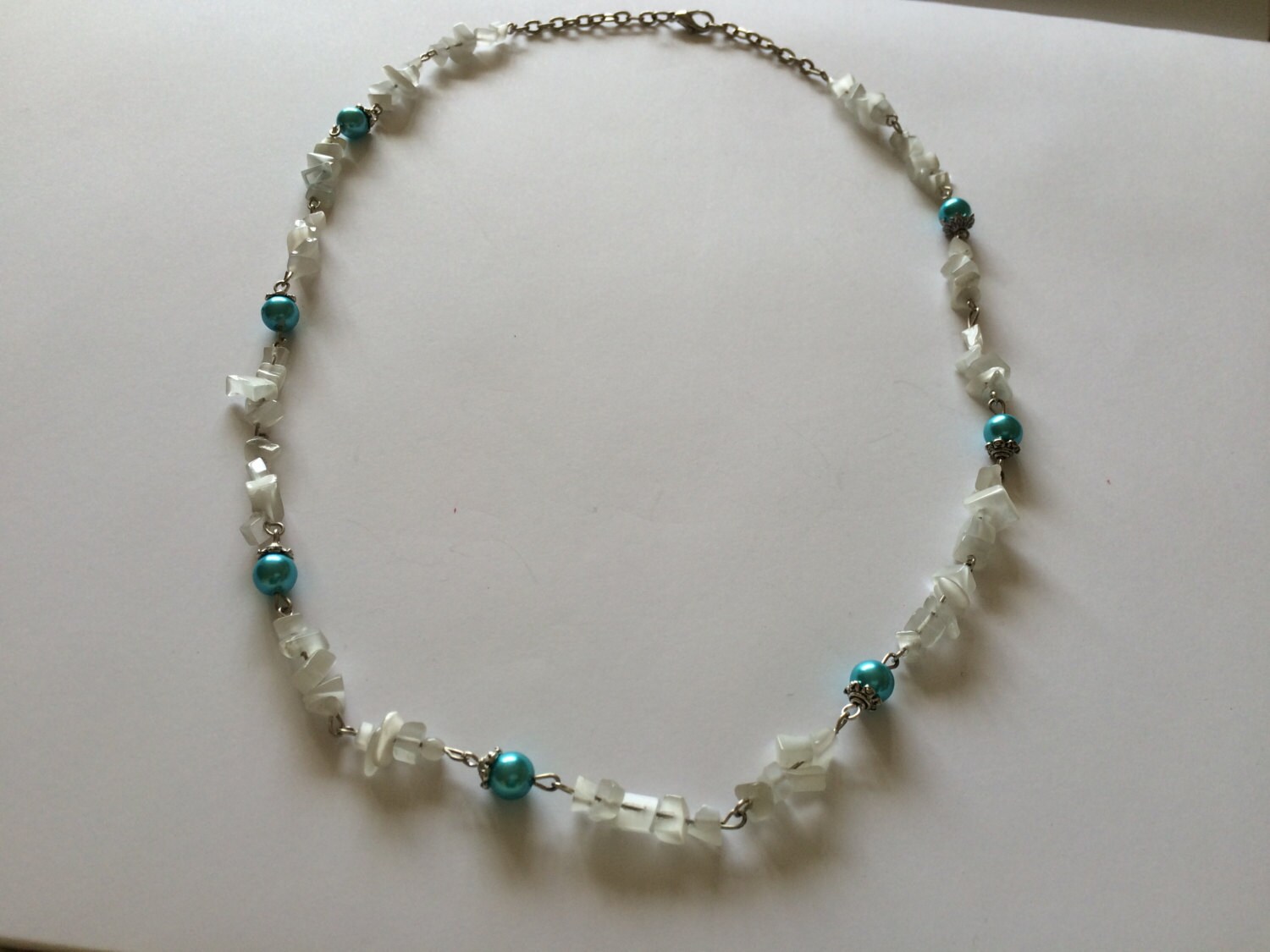 Semi Precious Stones Necklace Elegant Necklace White And | Etsy