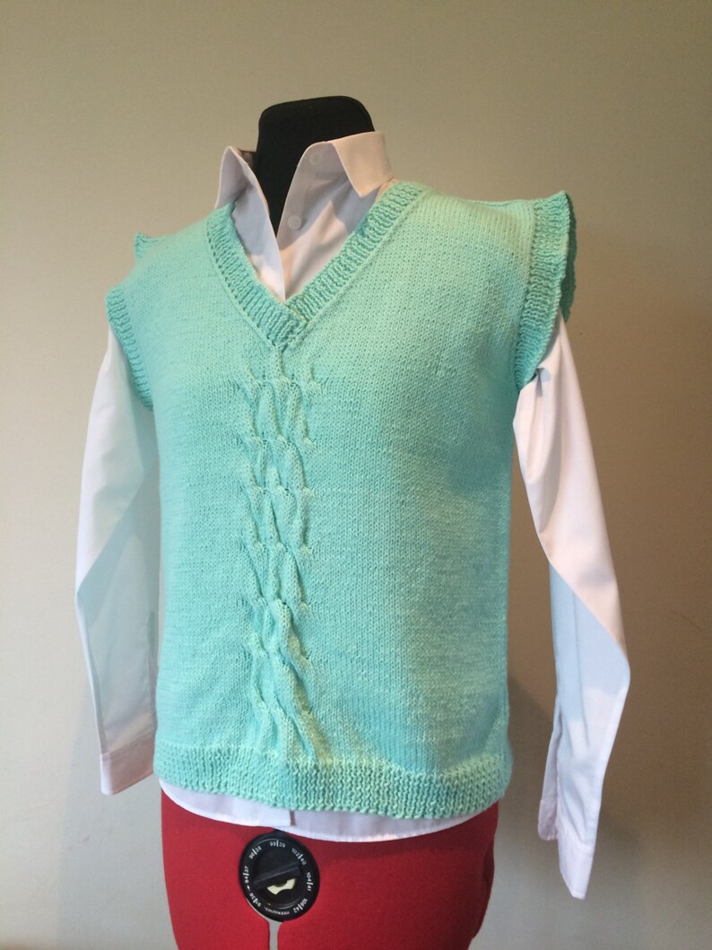 Ladies Vest Hand Knitted Top Handmade , Ladies Vest , Hand Knit , Handmade Item , Handmade Gift Ladies Gift , Clothing , Gift For Her image 3