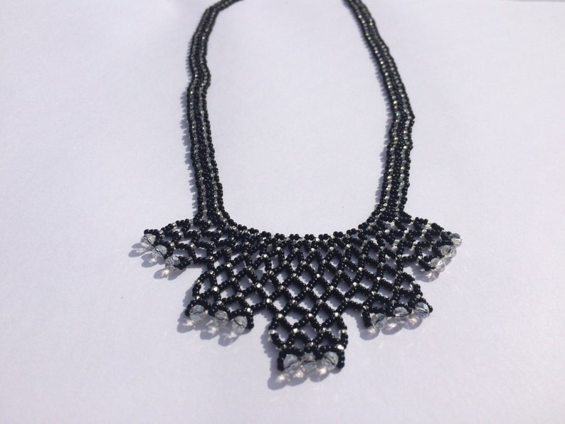 Black And White Beaded Necklace Beaded Jewellery Beaded Necklace Handmade Necklace Elegant Necklace Handmade Collar