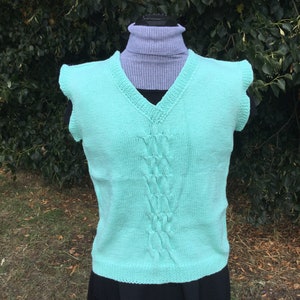 Ladies Vest Hand Knitted Top Handmade , Ladies Vest , Hand Knit , Handmade Item , Handmade Gift Ladies Gift , Clothing , Gift For Her image 2