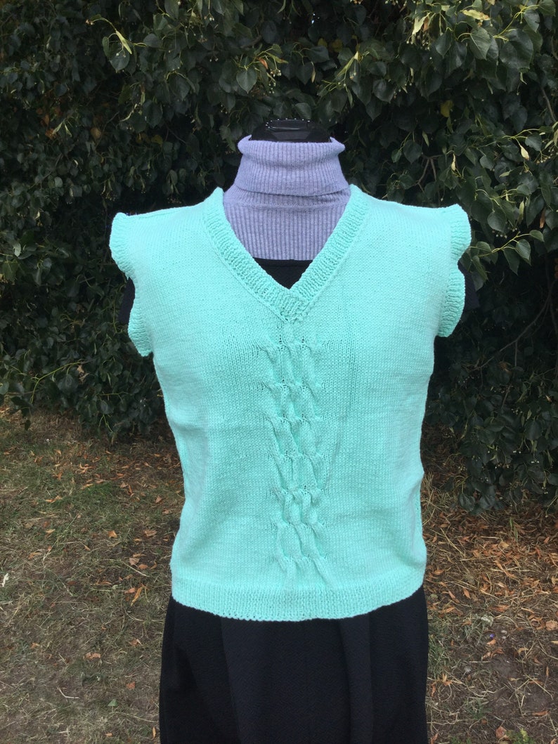 Ladies Vest Hand Knitted Top Handmade , Ladies Vest , Hand Knit , Handmade Item , Handmade Gift Ladies Gift , Clothing , Gift For Her image 2