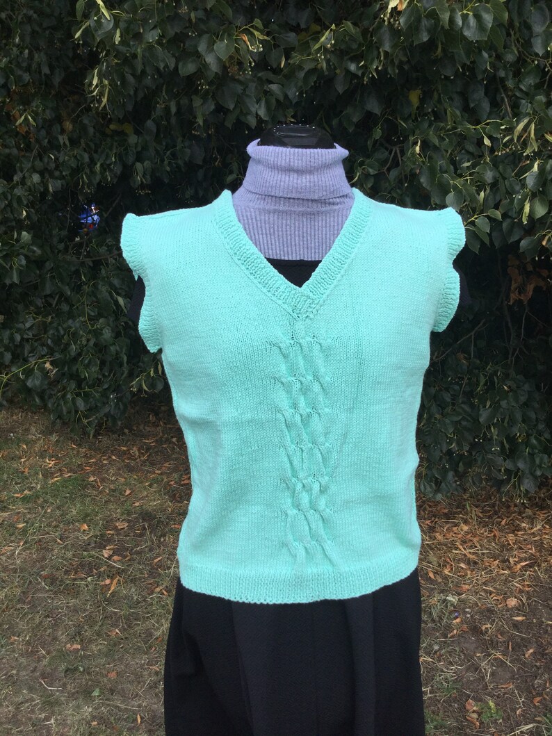 Ladies Vest Hand Knitted Top Handmade , Ladies Vest , Hand Knit , Handmade Item , Handmade Gift Ladies Gift , Clothing , Gift For Her image 9