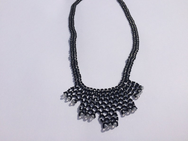 Black And White Beaded Necklace Beaded Jewellery Beaded Necklace Handmade Necklace Elegant Necklace Handmade Collar
