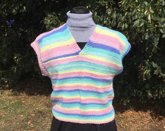 Girls Clothing , Warm Vest ,Hand Knitted Vest , Hand Knit , Handmade Item , Knitted Top , Girls Top , Multicoloured Top , Girls Gift