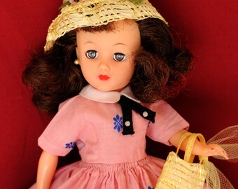Vintage Richard Original High fashion doll hat and matching purse in sunshine yellow and fabulous floral accent For your 10.5 inch dolls