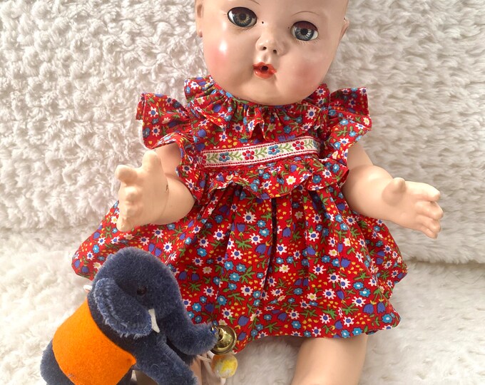 Vintage Baby Doll Dress in Red and Blue Floral Print With Etsy