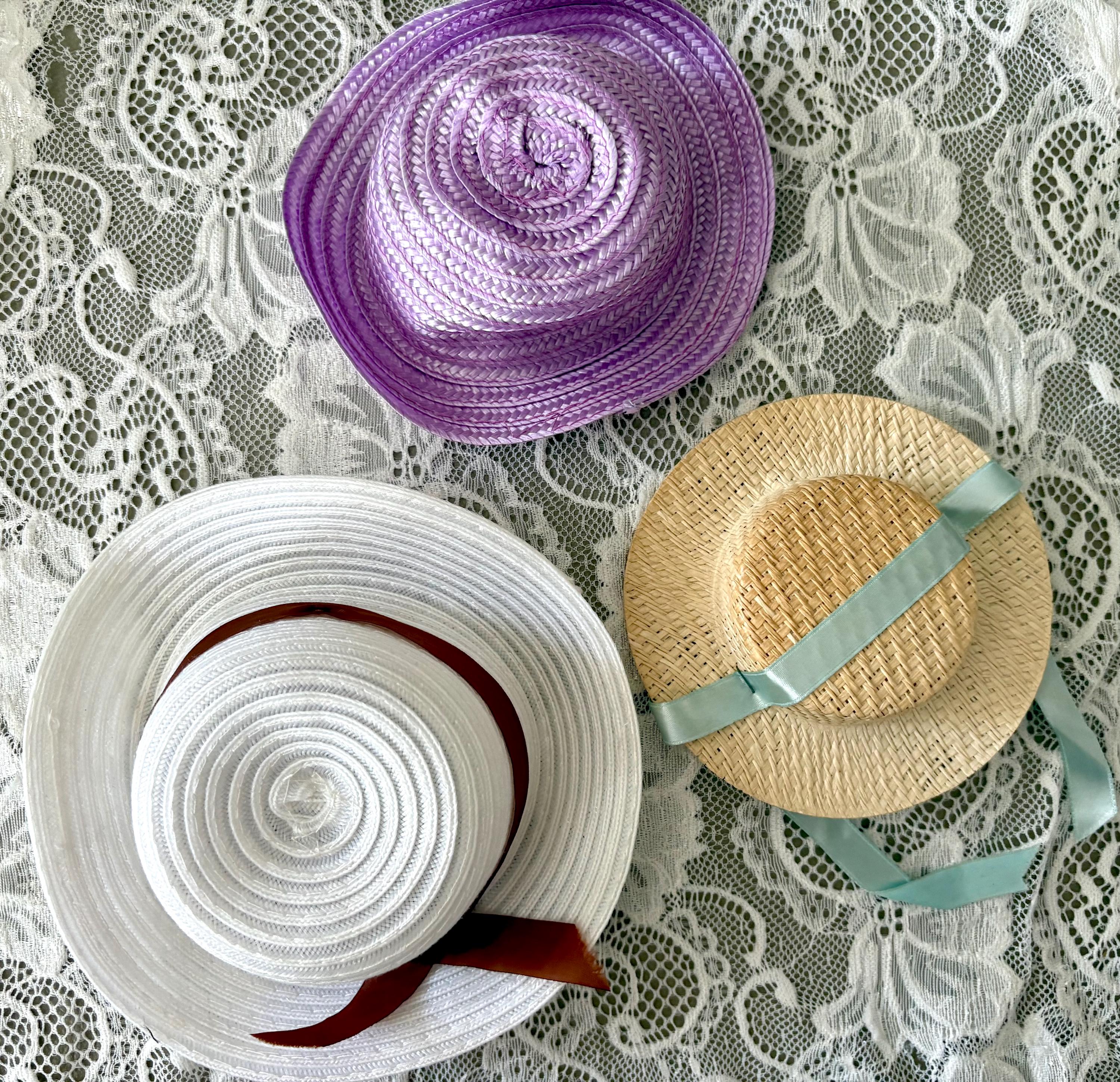 Lot of vintage doll hats, set of three for your 12"-18" dolls Dolly lots
