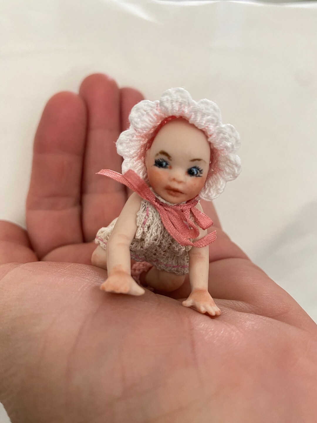 Miniature Dollhouse Baby Doll , OOAK Bisque Original Hand Sculpted Baby