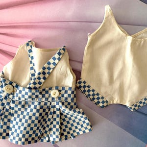 Original Vintage 1930’s Effanbee jumper set, onsie, skirt and top with shell buttons for your 14” Patsy dolls