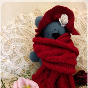Lavender filled collectible teddy bear/repurposed gift/upcycled wool image 1