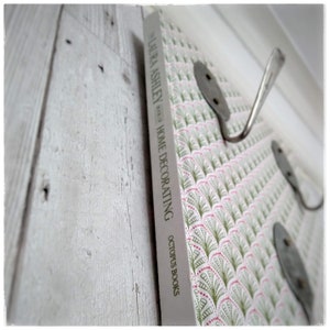 Repurposed Laura Ashley book hook rack with vintage cutlery image 5