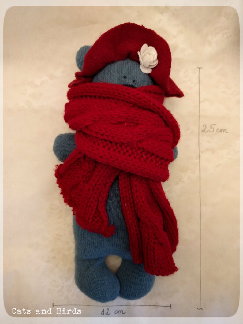 Lavender filled collectible teddy bear/repurposed gift/upcycled wool image 4