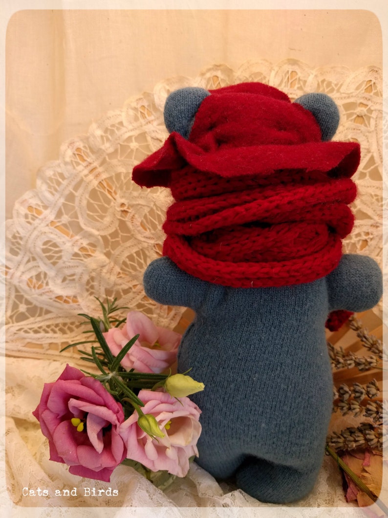 Lavender filled collectible teddy bear/repurposed gift/upcycled wool image 3