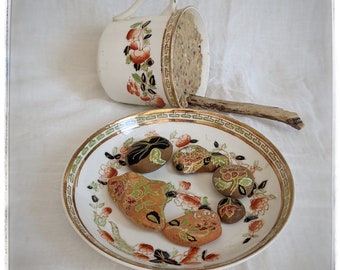 Bird feeder and bee bath set/vintage teacup birdfeeder/vintage saucer bee bath/garden set for birds and bees