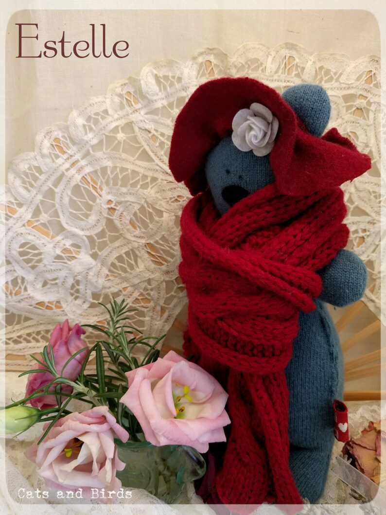 Lavender filled collectible teddy bear/repurposed gift/upcycled wool image 2