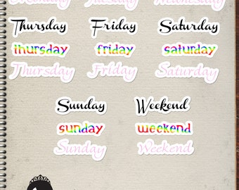 Days of the Week Stickers | PNG | PDF | Digital Planner Stickers | Planner | Printable | One Note