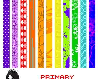 Primary Washi Tape Strips - PDF and Individual PNG's for Printing and Digital Planners | Goodnotes | OneNote | Notability