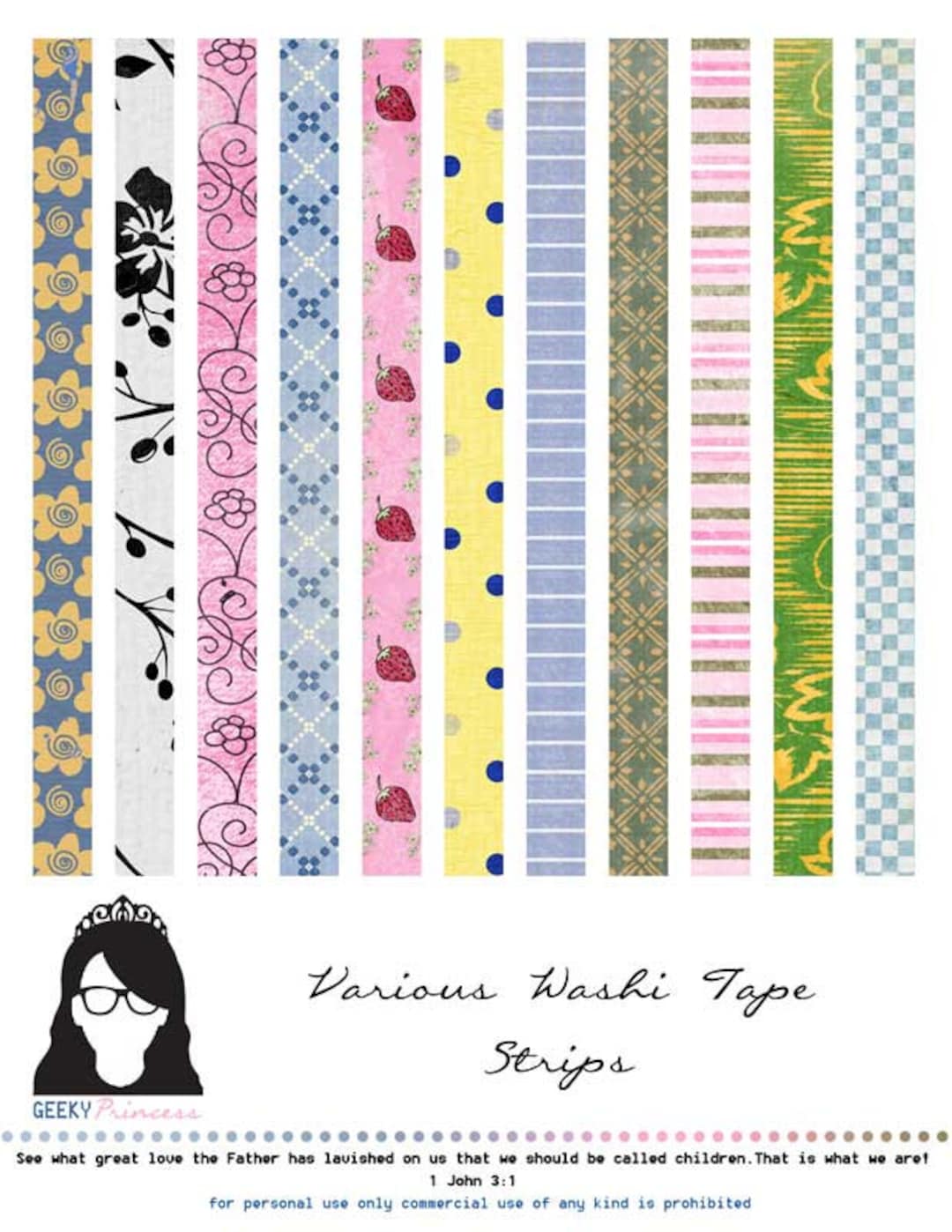 Printable Washi Tape Strips - Etsy