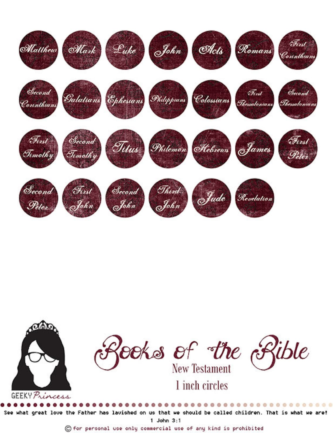 New Testament Books Circle Printable